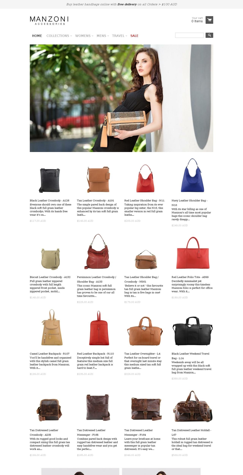 manzoniaccessories.com shopify website screenshot