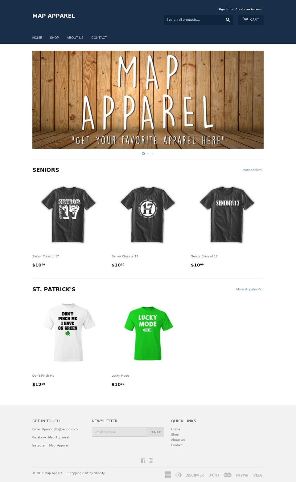 mapapparel.com shopify website screenshot
