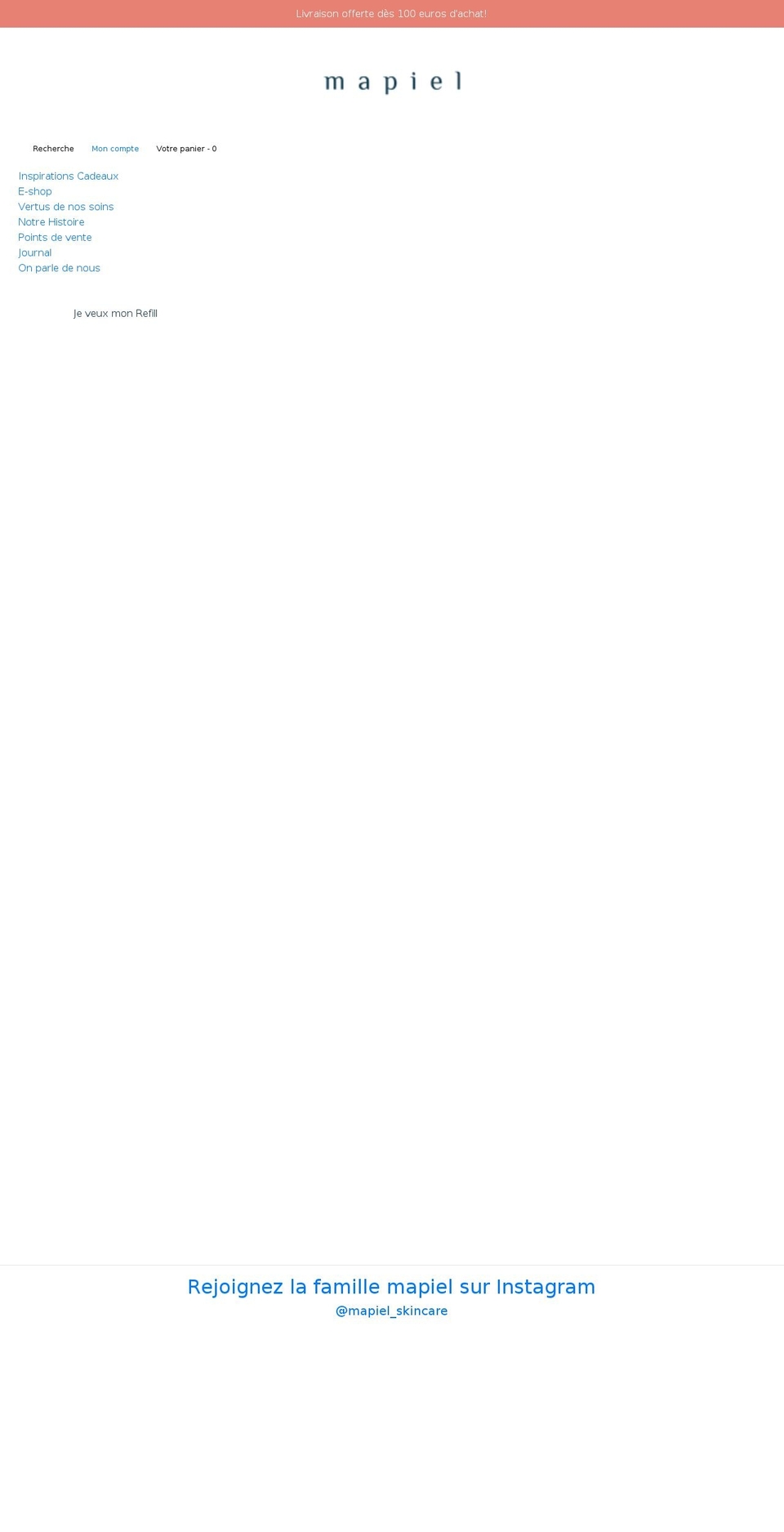 mapiel.fr shopify website screenshot
