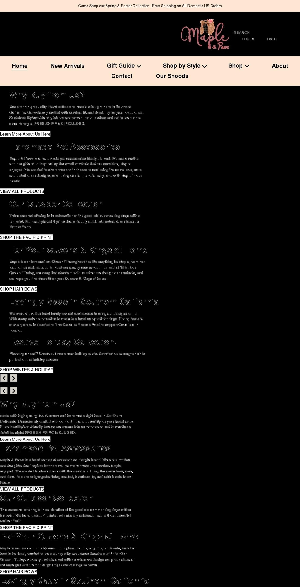 mapleandpaws.com shopify website screenshot