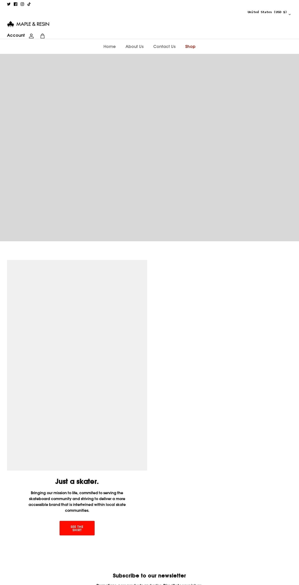mapleandresin.com shopify website screenshot