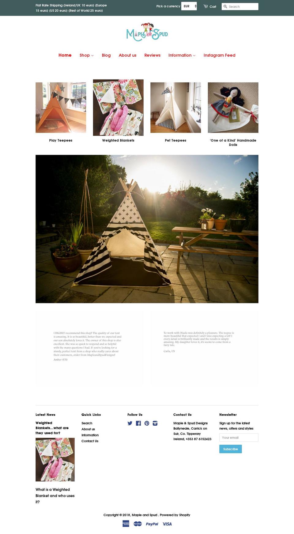 mapleandspud.com — Shopify storefront screenshot