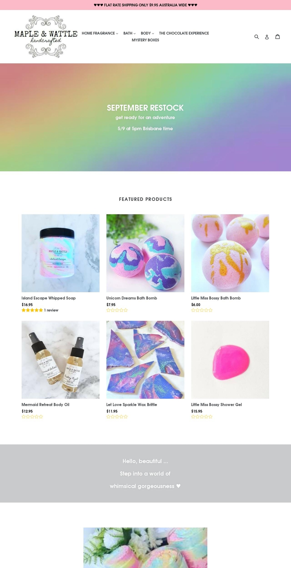 mapleandwattle.com — Shopify storefront screenshot