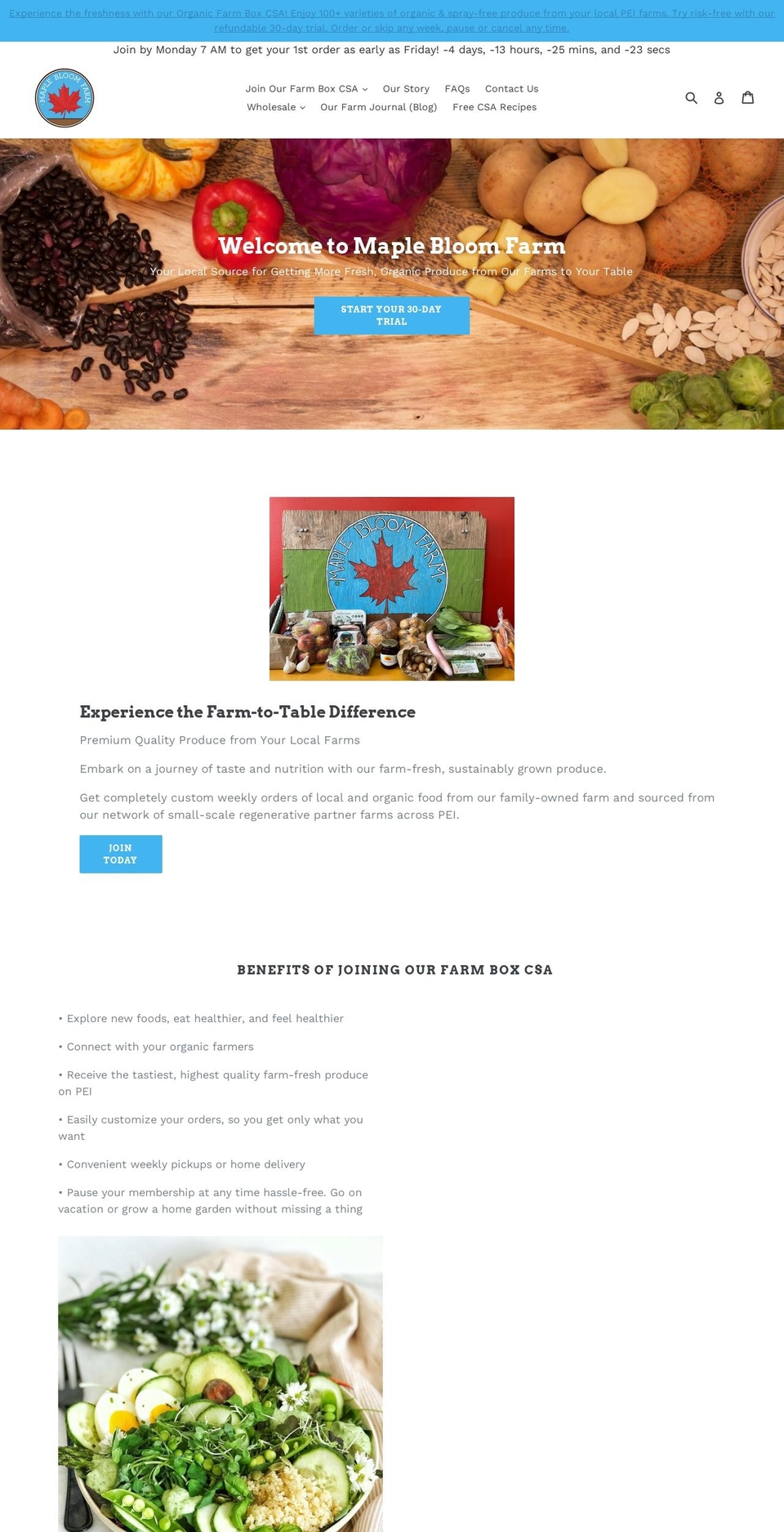 maplebloomfarm.ca shopify website screenshot