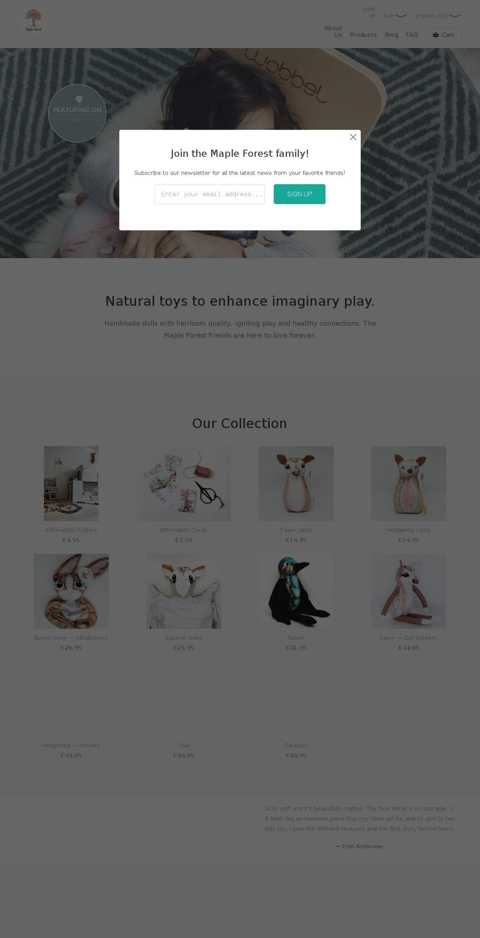 mapleforesttoys.com — Shopify storefront screenshot