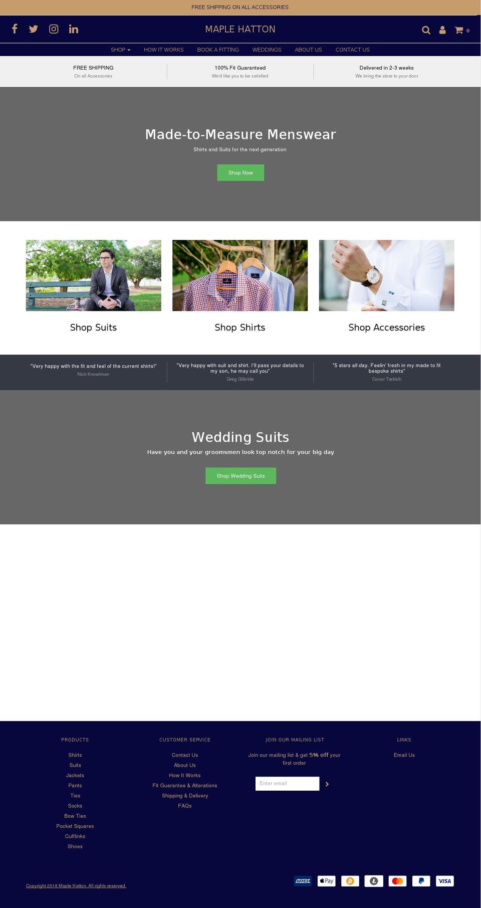 maplehatton.com — Shopify storefront screenshot