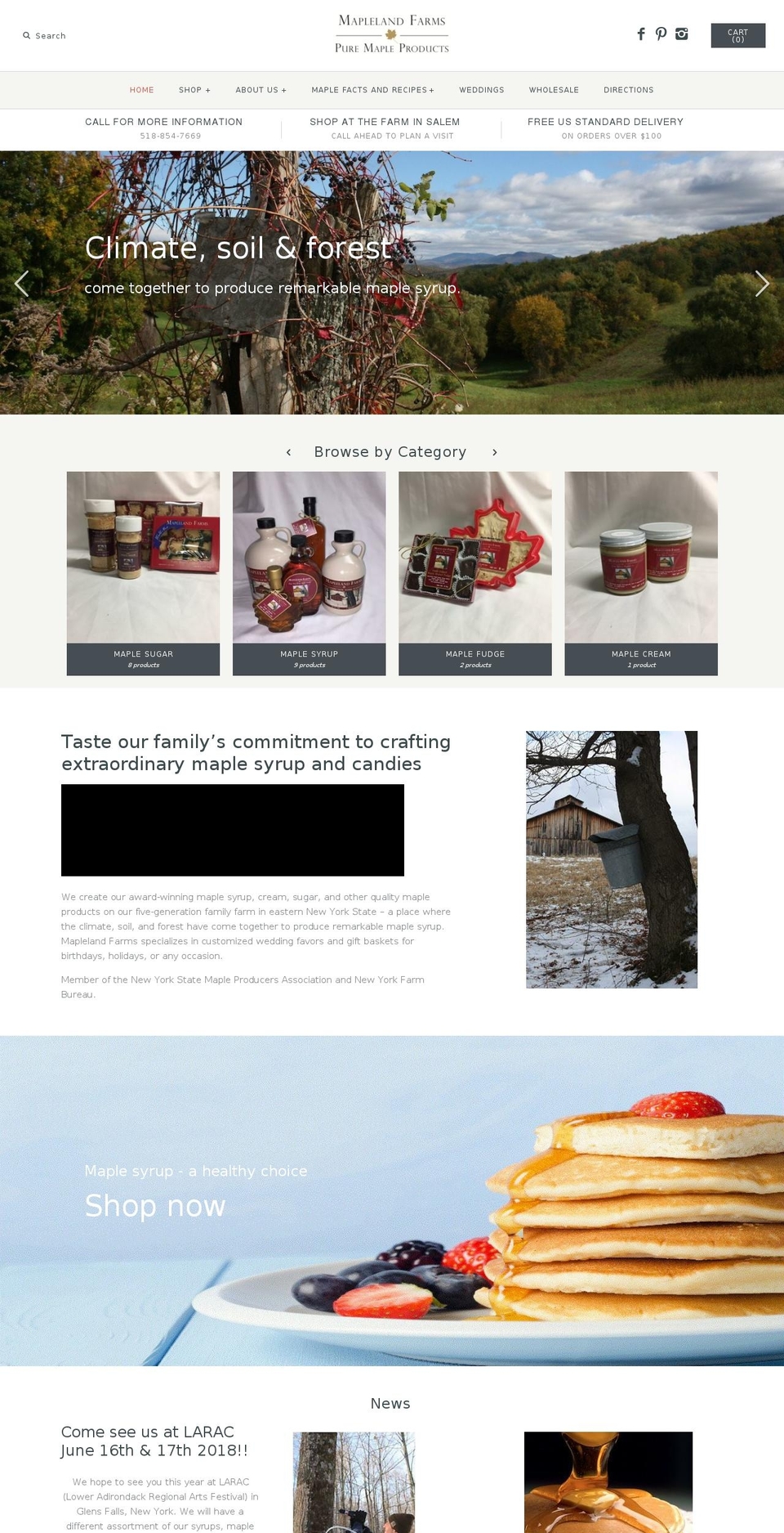maplelandfarm.com — Shopify storefront screenshot