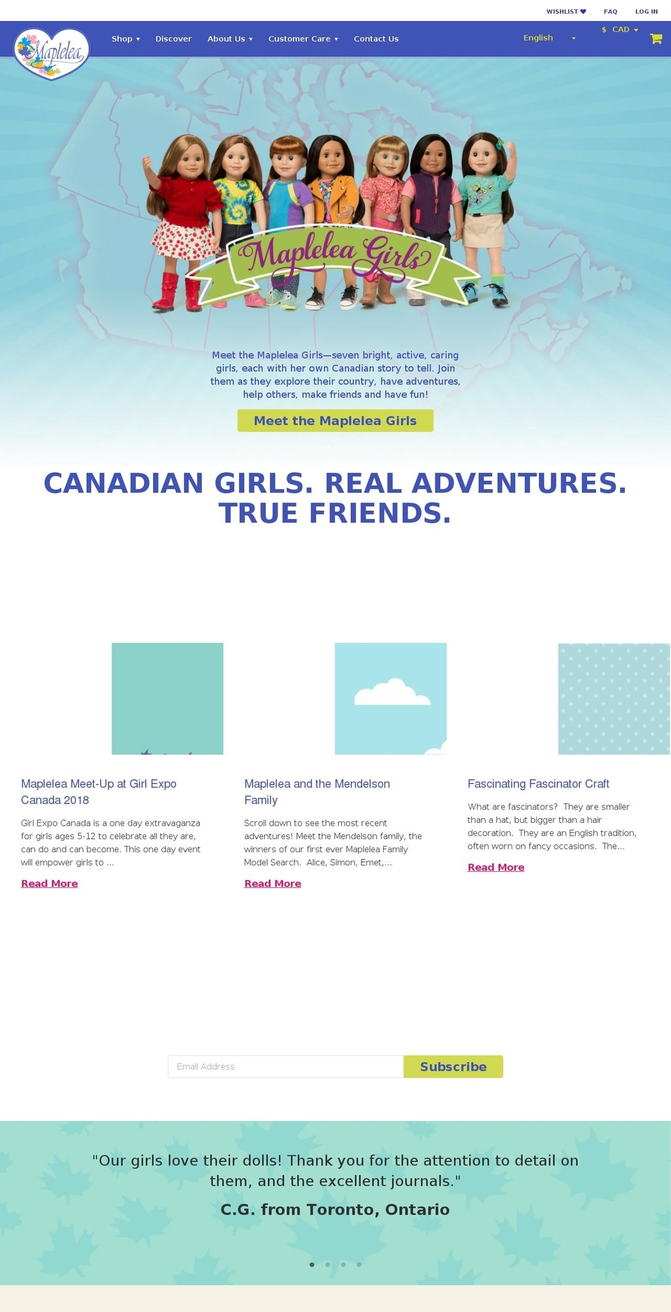 maplelea.com — Shopify storefront screenshot