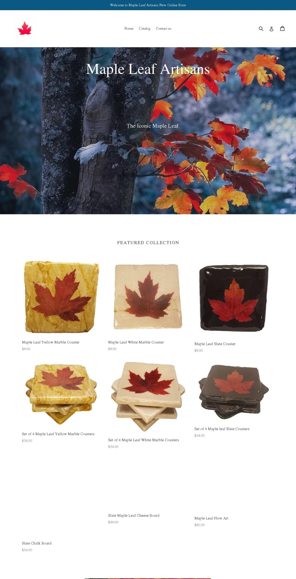 mapleleafartisans.ca shopify website screenshot