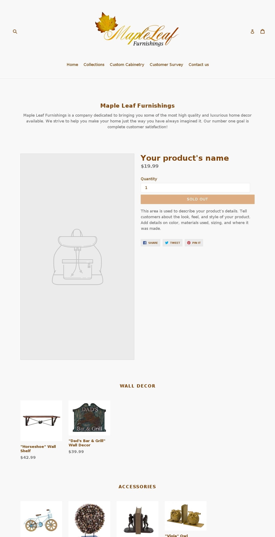 mapleleaffurnishings.com — Shopify storefront screenshot