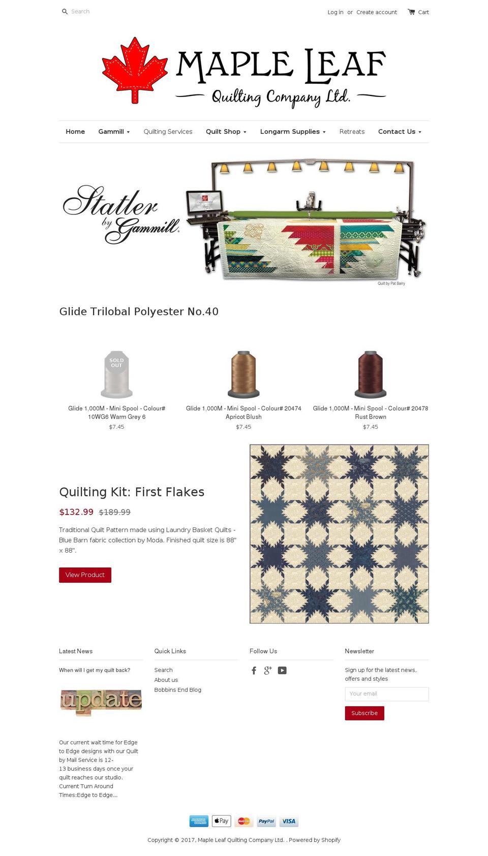 mapleleafquiltingcompany.com shopify website screenshot