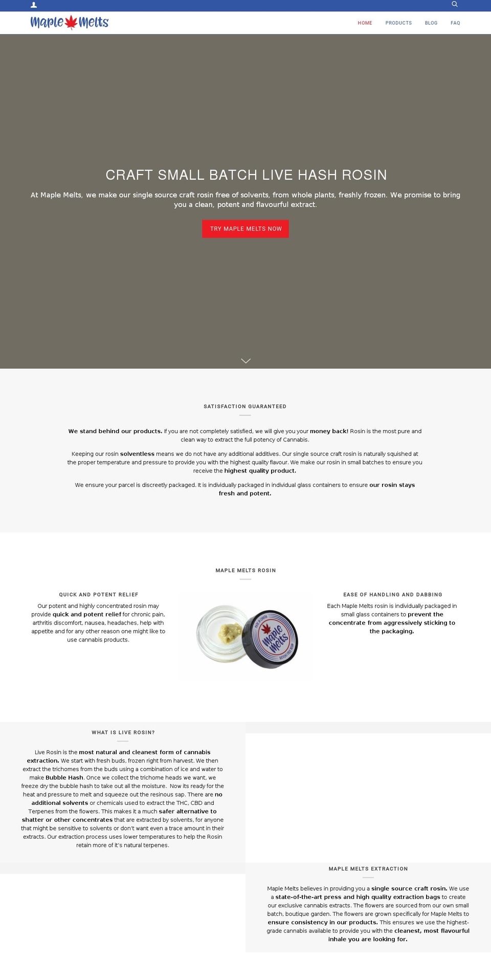 maplemelts.com shopify website screenshot