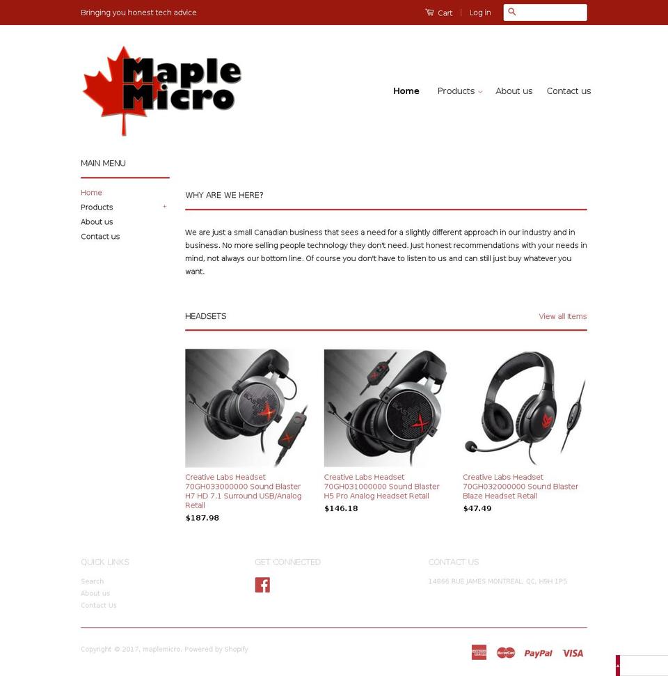 April 2016 Red\/Black Shopify theme site example maplemicro.net