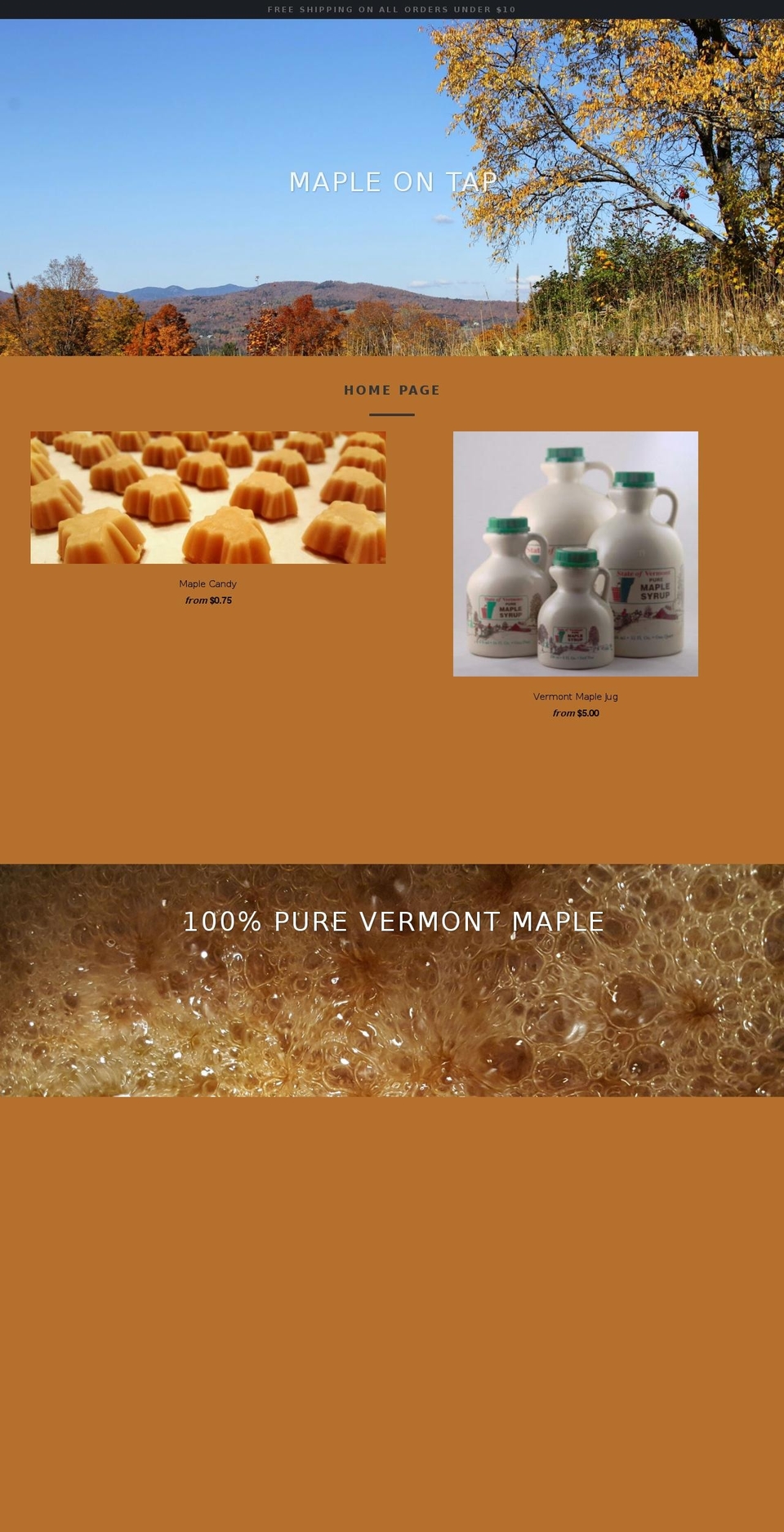 mapleontapvt.com shopify website screenshot