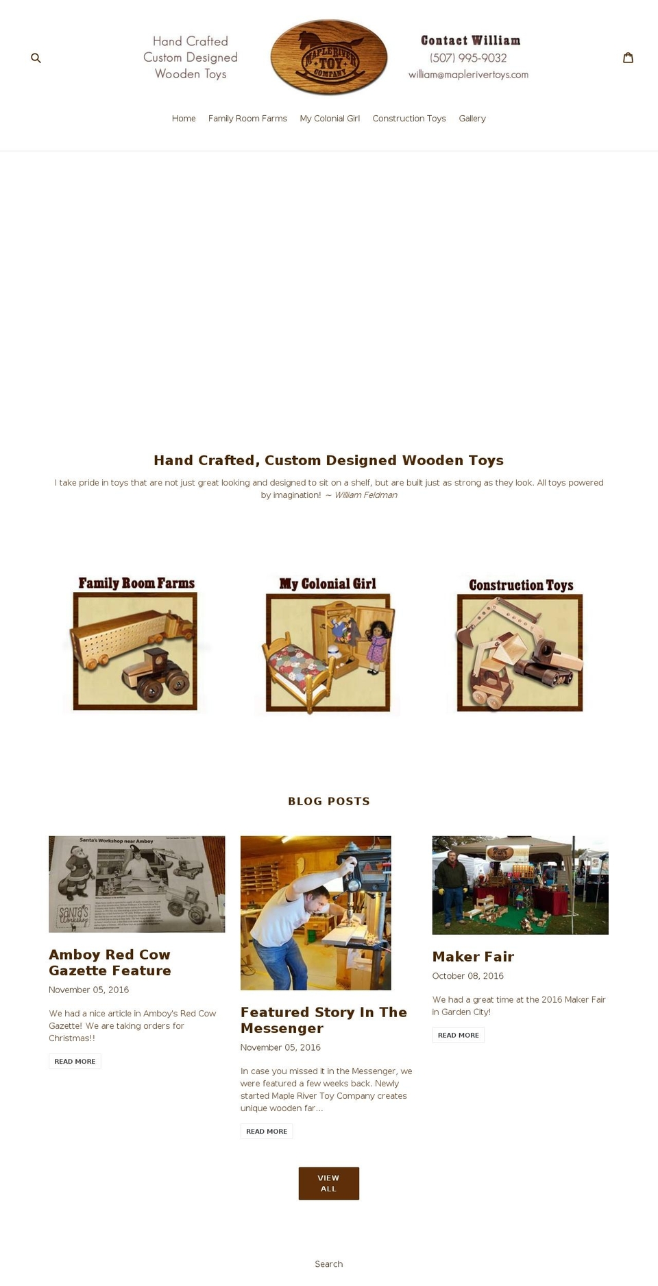 maplerivertoys.com shopify website screenshot