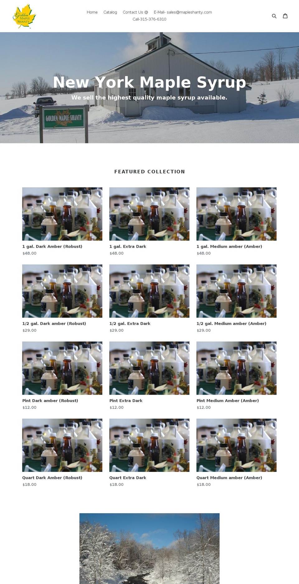 mapleshanty.com shopify website screenshot
