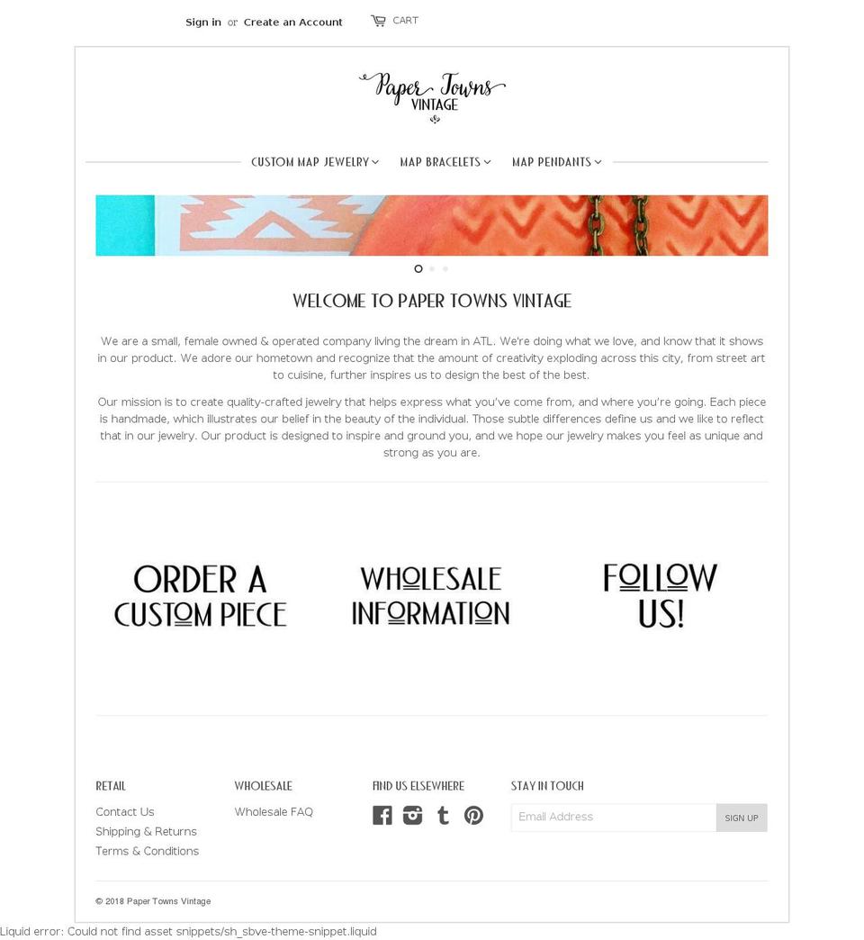Copy of Paper Towns Vintage Shopify theme site example mappendants.com