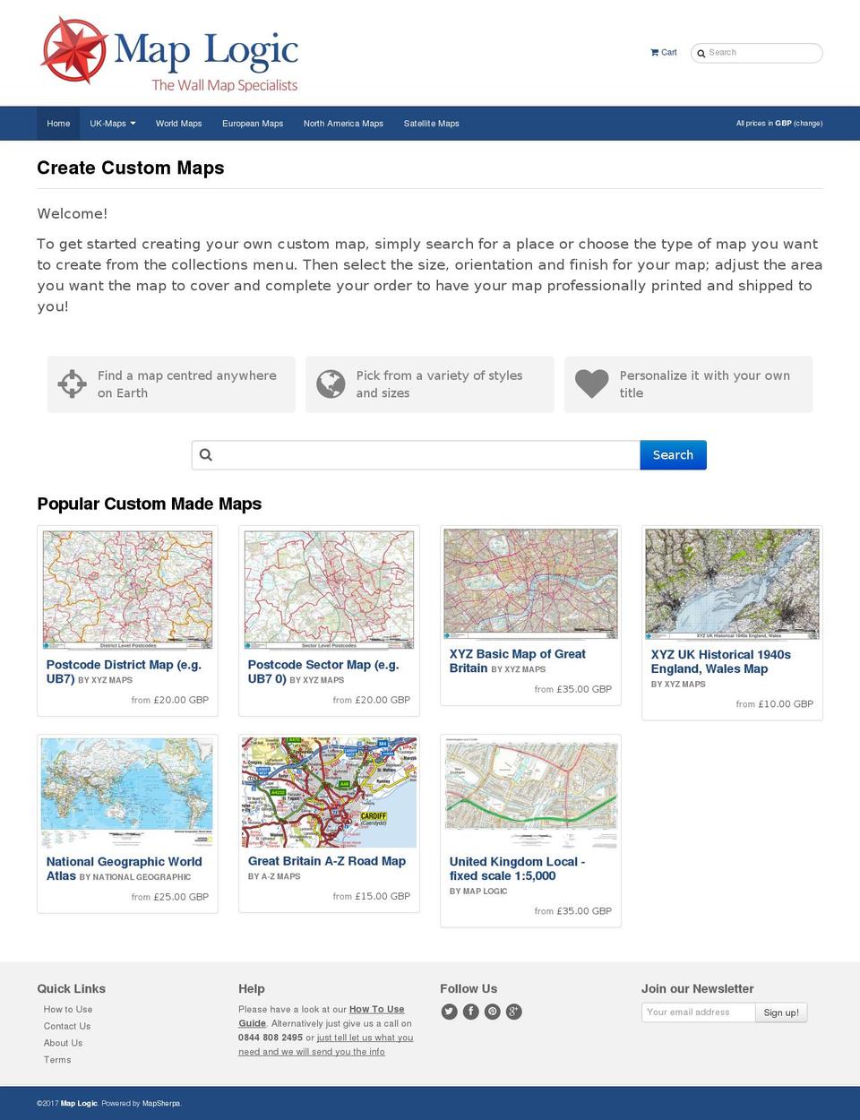 MapSherpa V Shopify theme site example maps-maker.co.uk