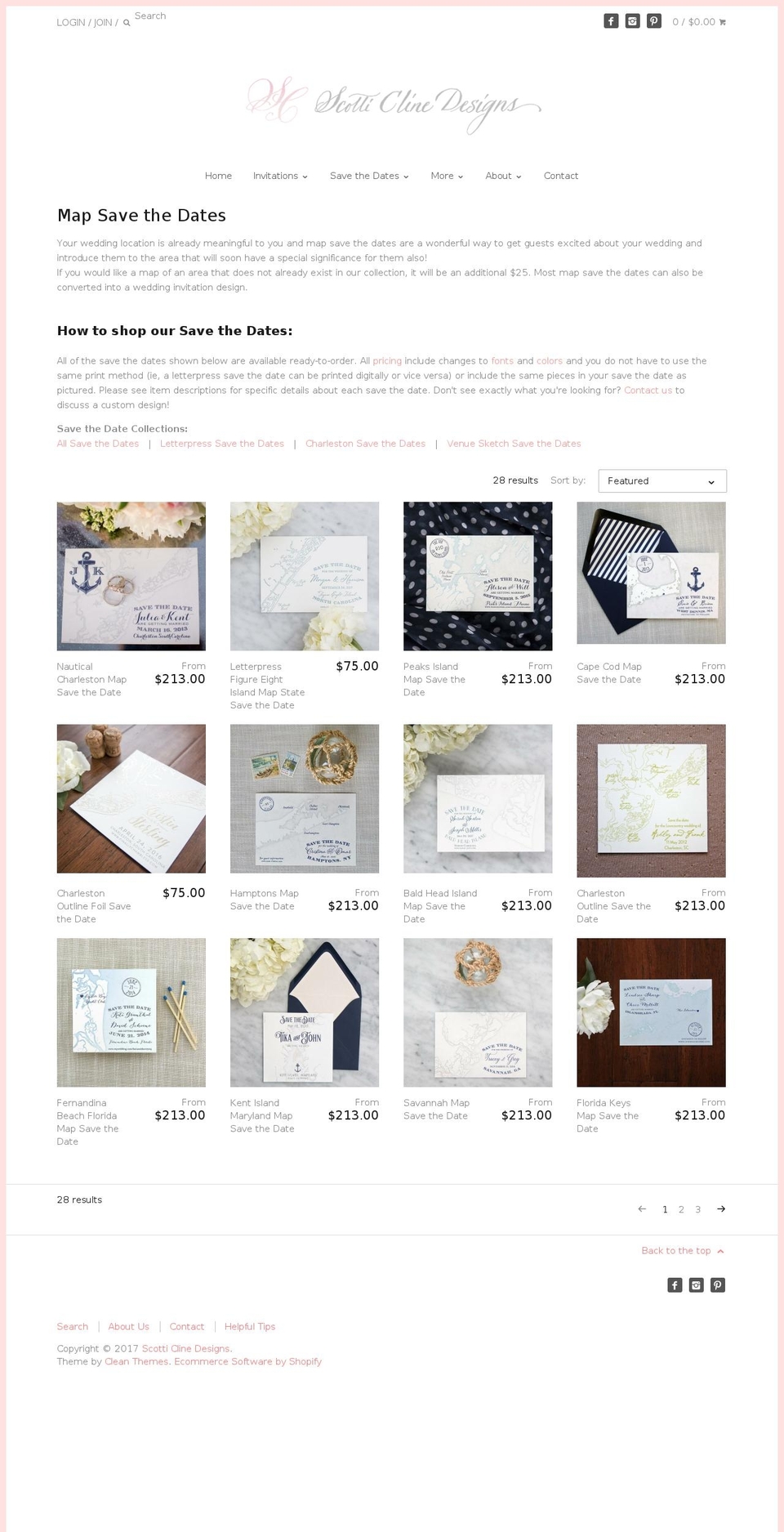 mapsavethedate.com shopify website screenshot