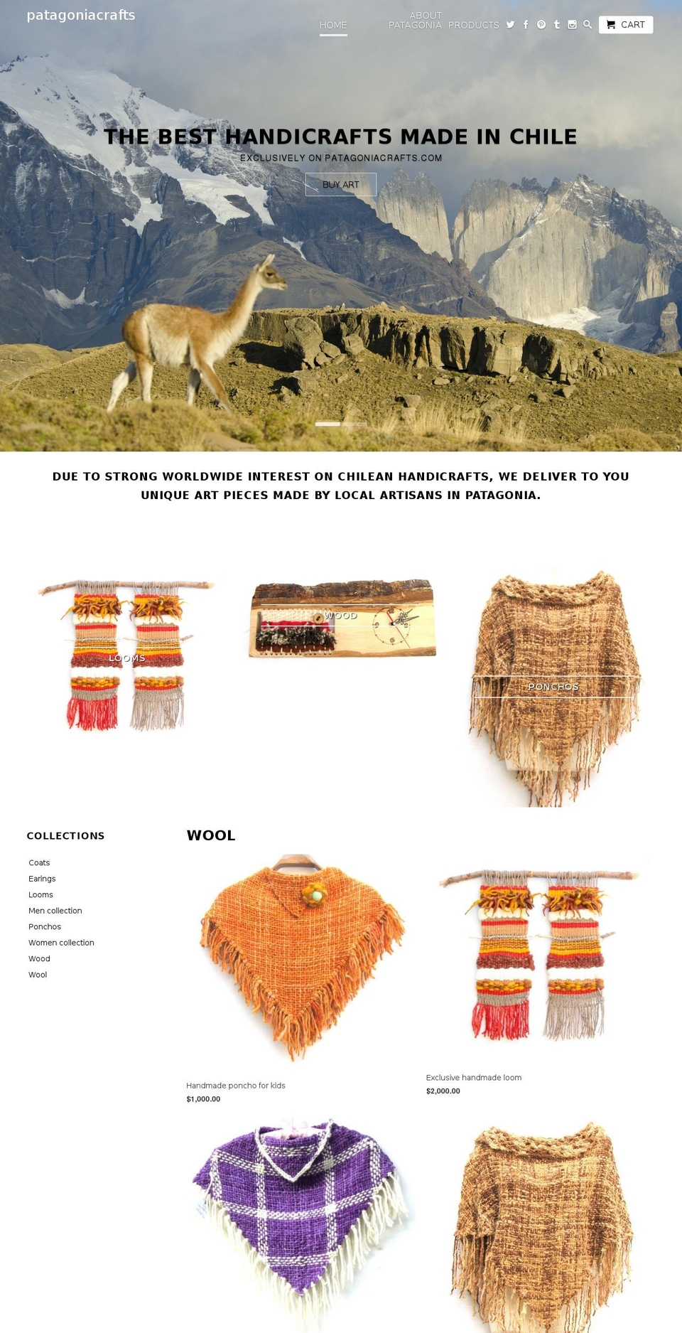 mapuchecrafts.com shopify website screenshot