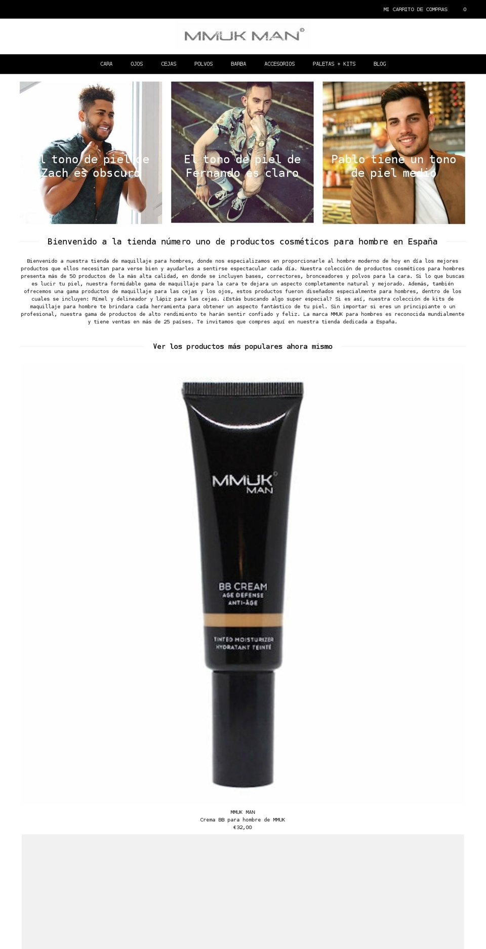 maquillajeparahombres.shop shopify website screenshot