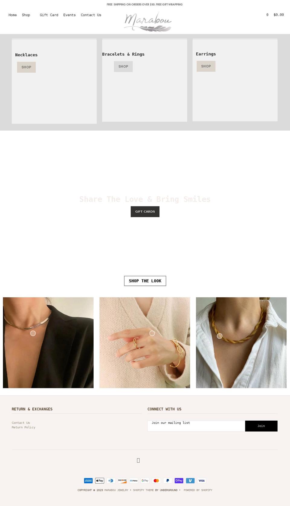 maraboujewelry.com shopify website screenshot