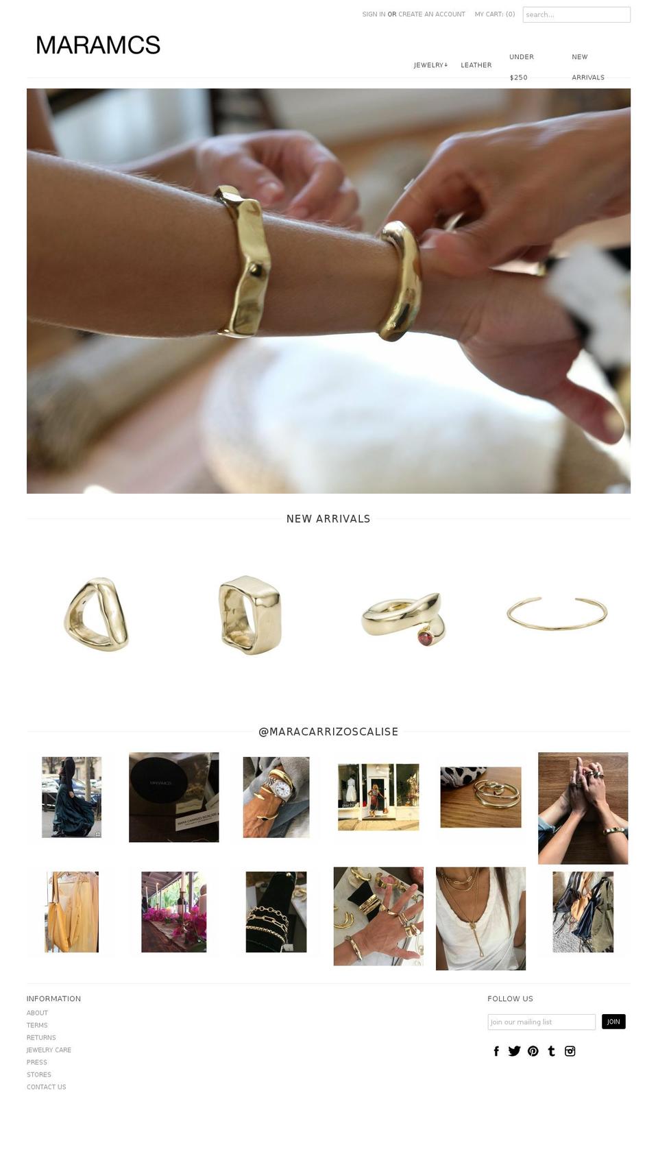 maracarrizoscalise.com — Shopify storefront screenshot