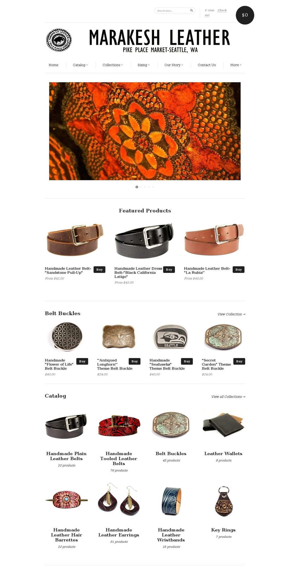 marakeshleathergoods.com shopify website screenshot