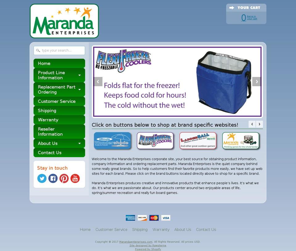 marandaenterprises.net shopify website screenshot