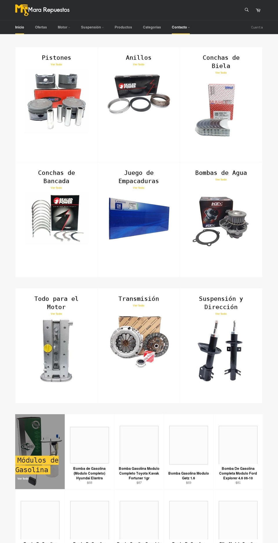 mararepuestos.com — Shopify storefront screenshot