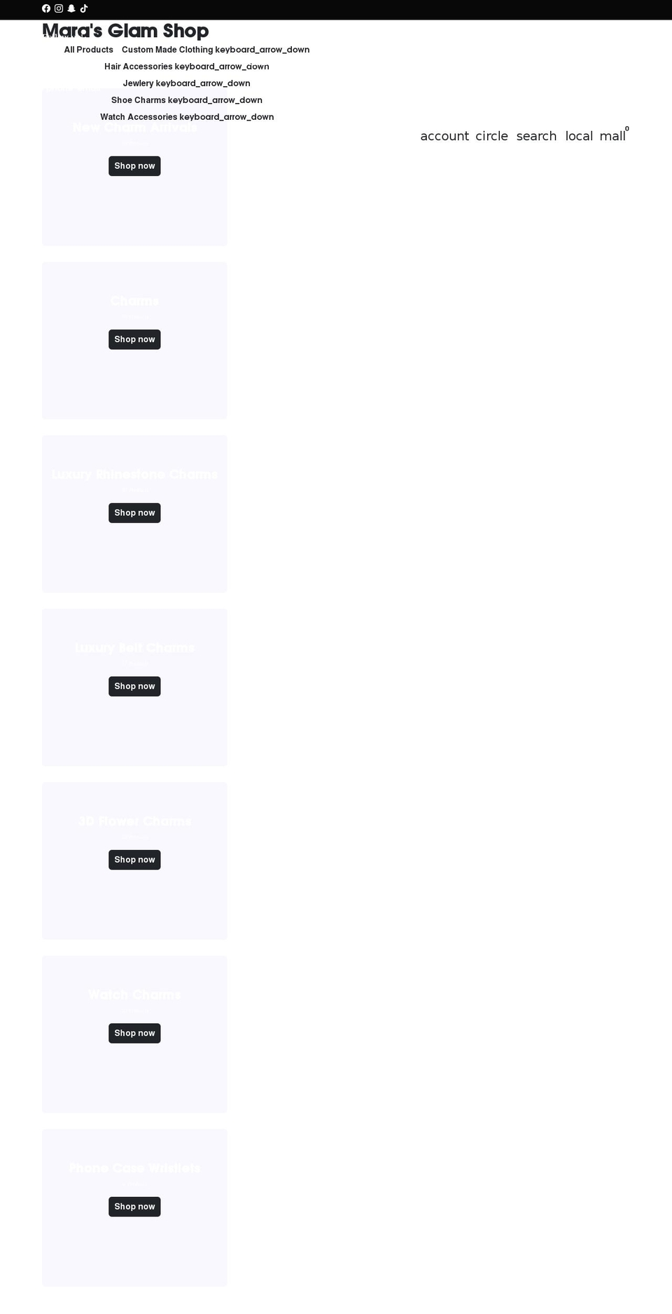 marasglamshop.com shopify website screenshot