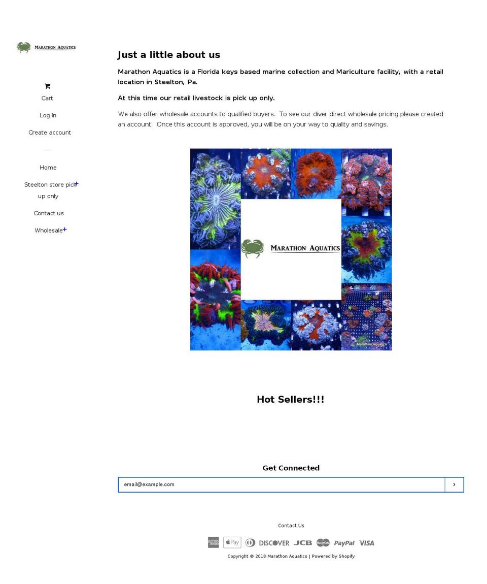 marathonaquatics.com — Shopify storefront screenshot