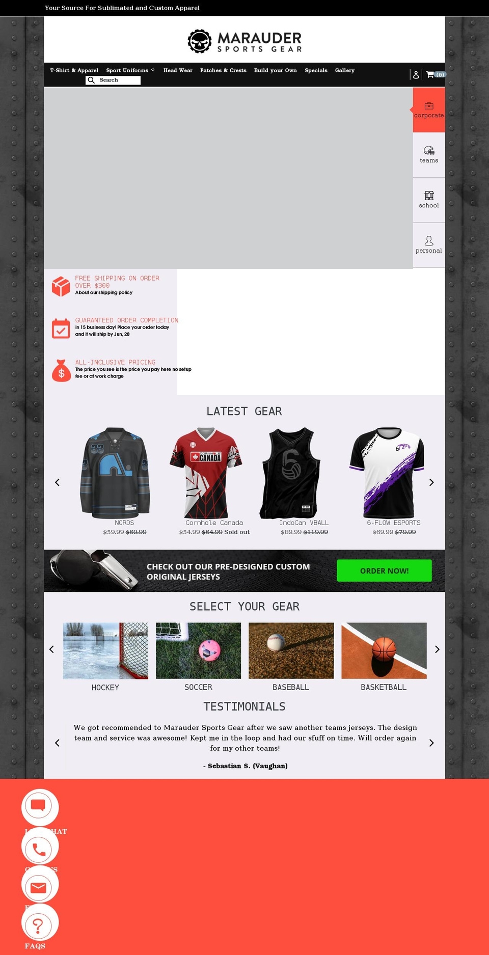 maraudersports.co shopify website screenshot