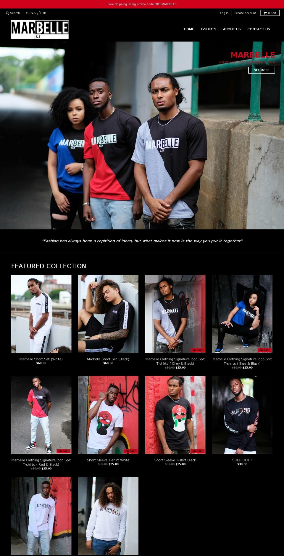 marbelleclothing.com — Shopify storefront screenshot