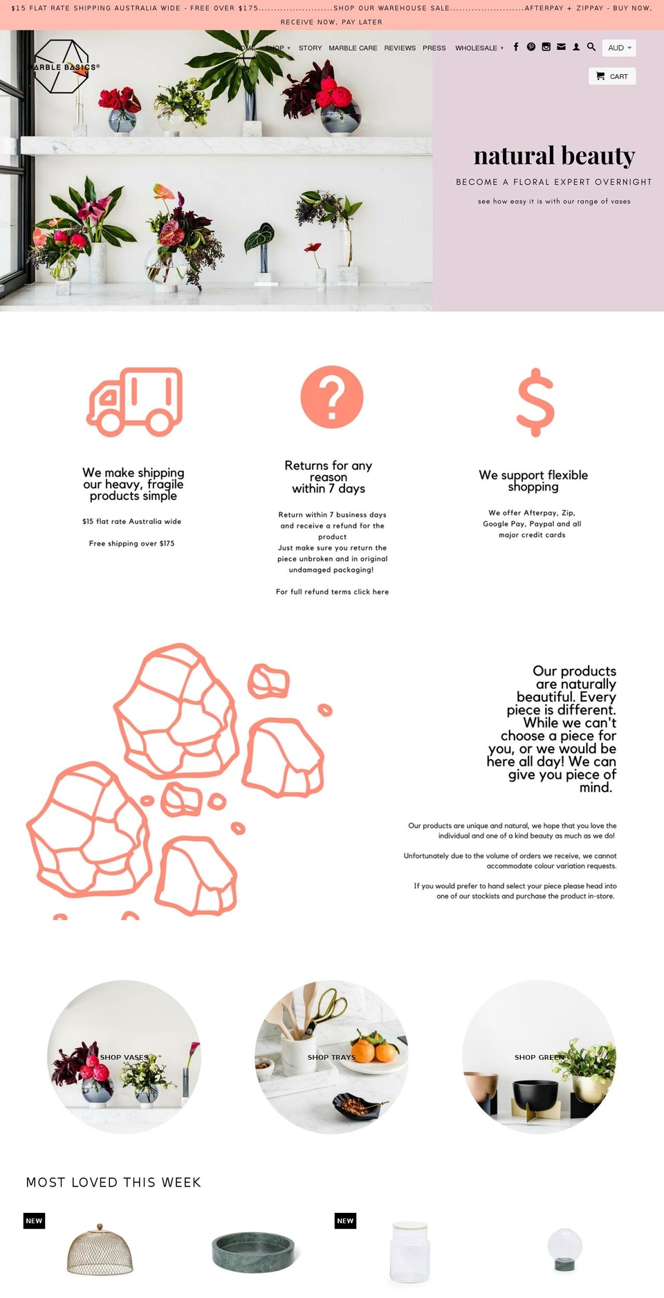 marblebasics.com — Shopify storefront screenshot