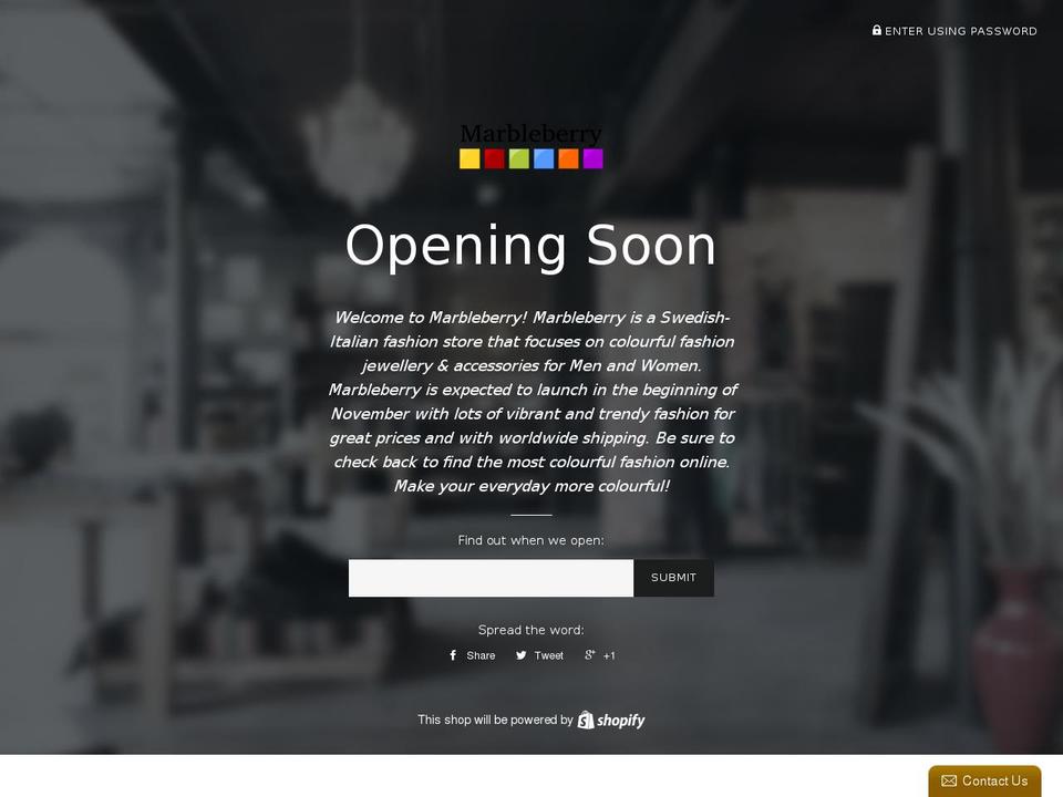 marbleberry.net shopify website screenshot