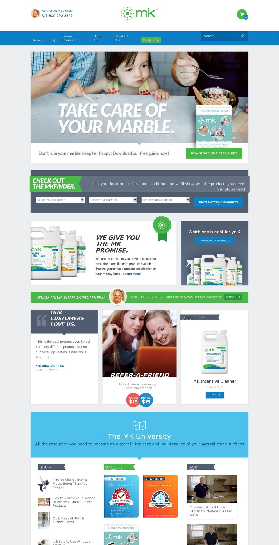 Marble Shopify theme site example marblecareproducts.org