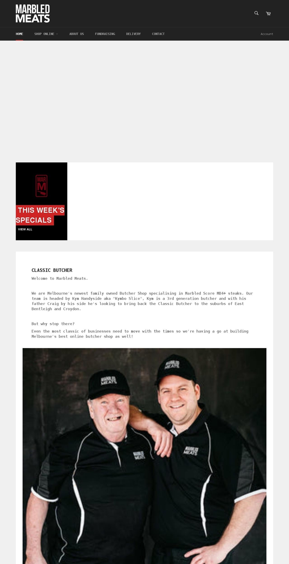 marbledmeats.com.au shopify website screenshot