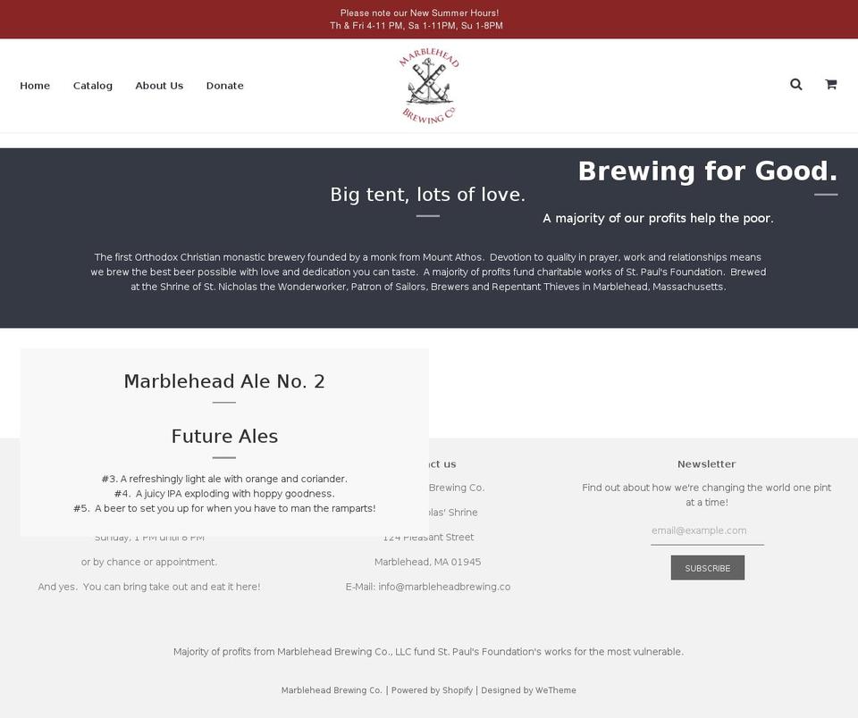 marbleheadbrewing.co shopify website screenshot