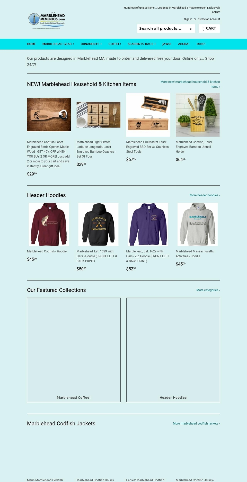 marbleheadmementos.com shopify website screenshot