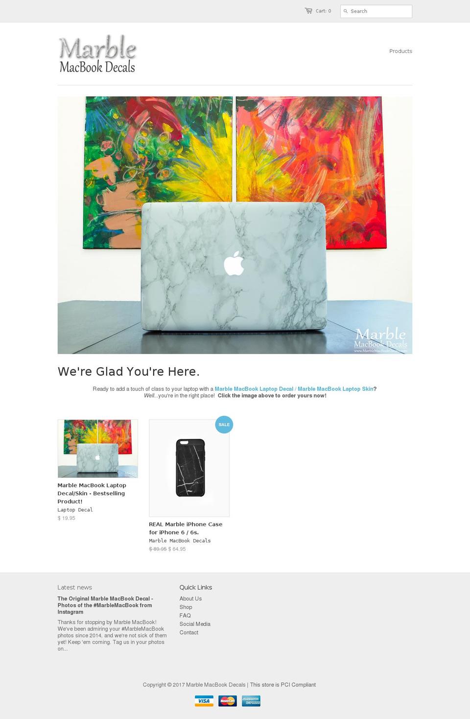 marblemacbookskins.com shopify website screenshot