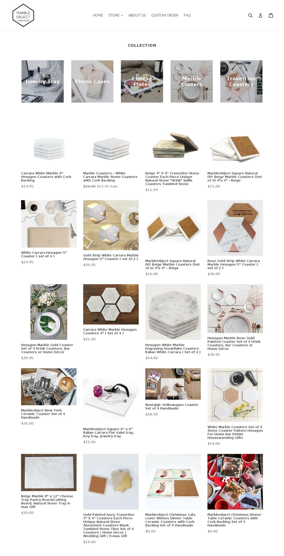 marbleobject.com — Shopify storefront screenshot