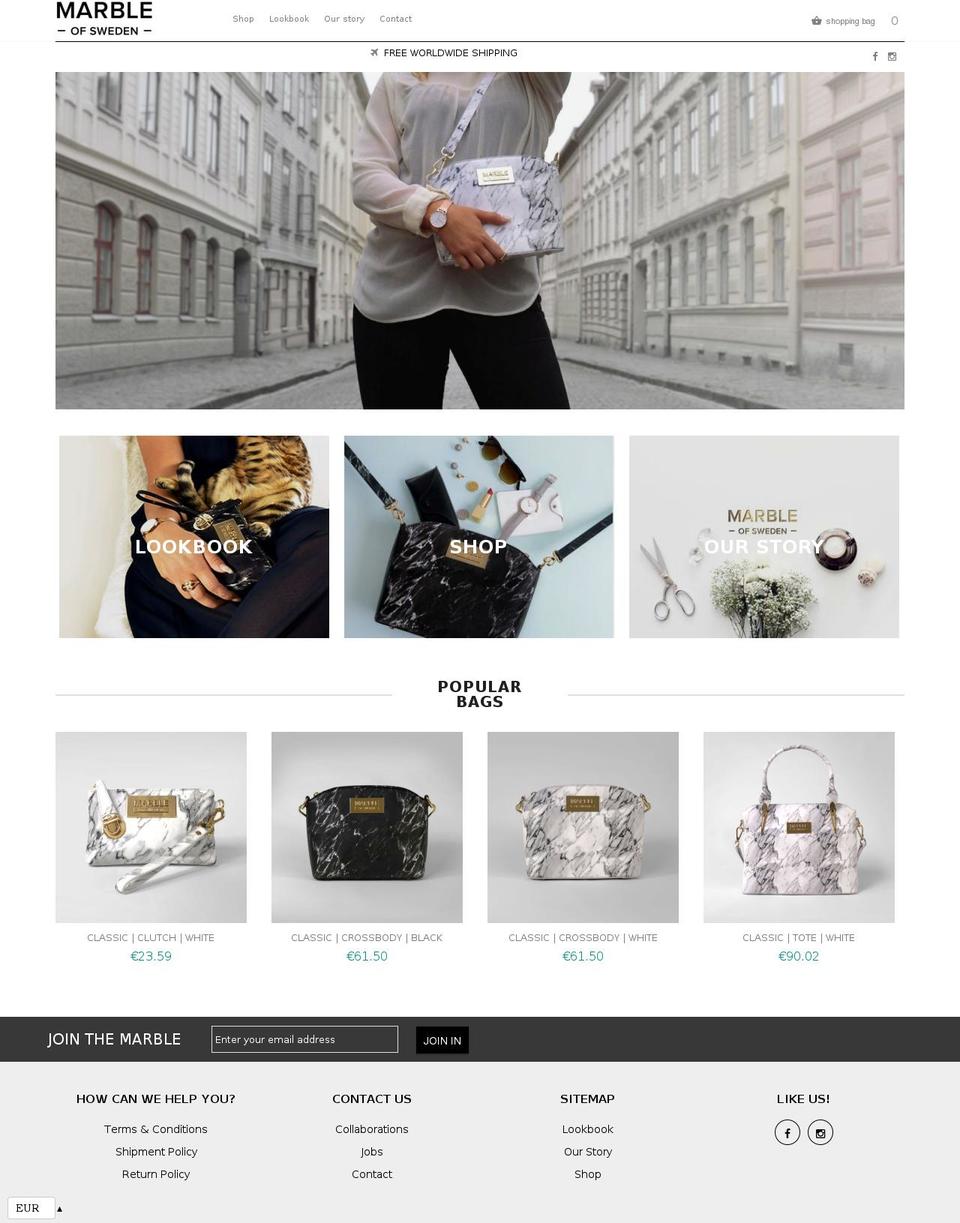 Marble Shopify theme site example marbleofsweden.com