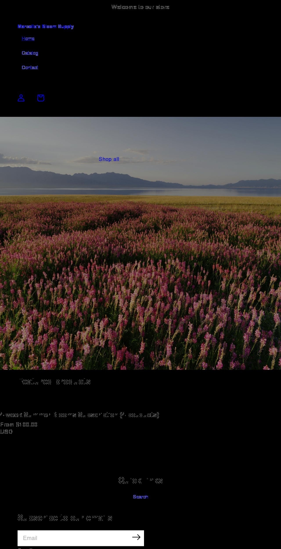 marcellasbloomsupply.com shopify website screenshot