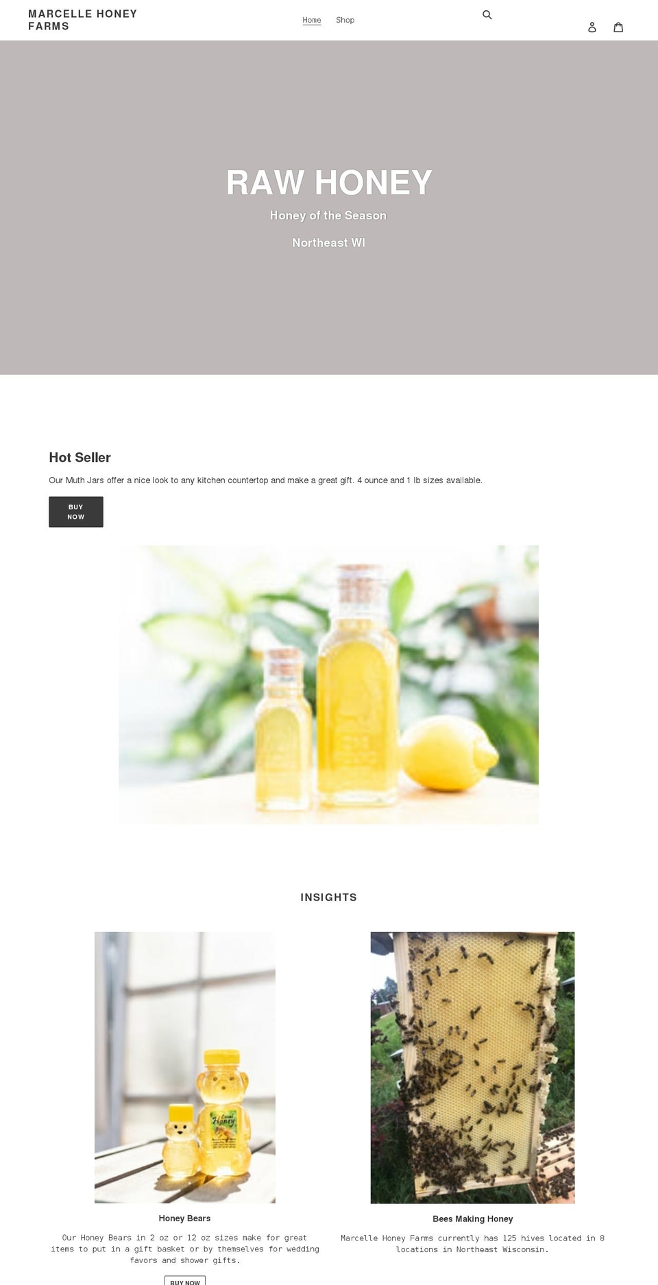 marcellehoneyfarms.com shopify website screenshot