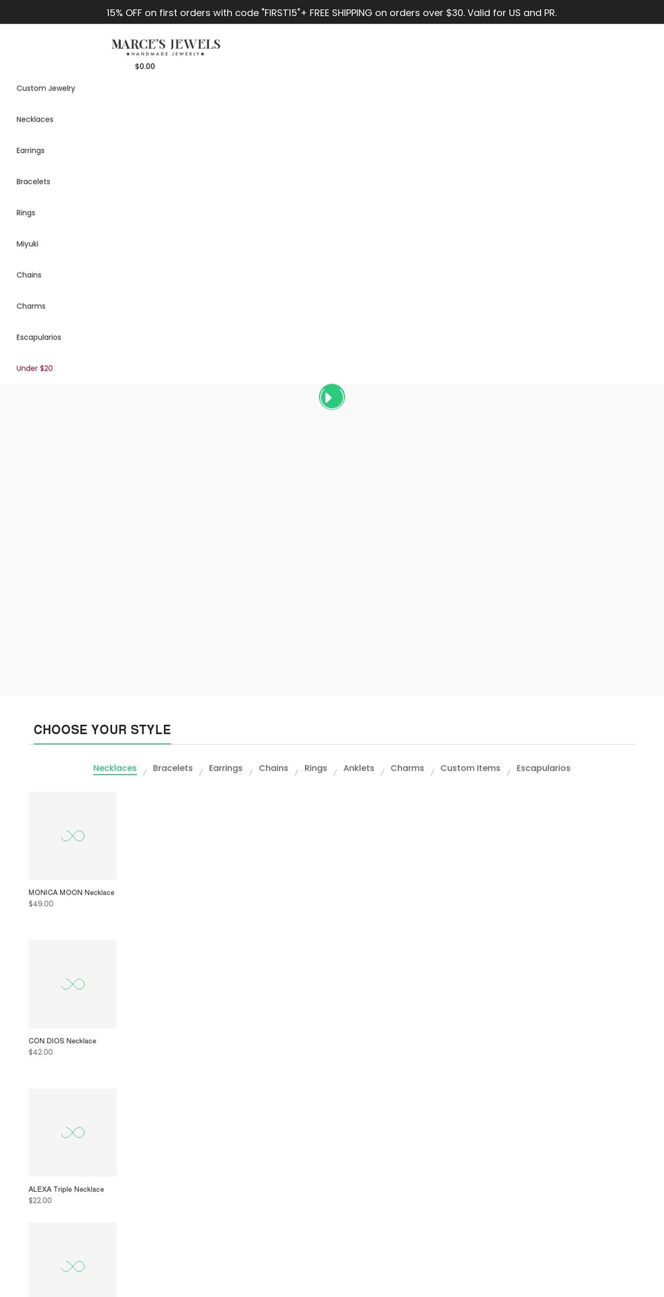 marcesjewels.com shopify website screenshot