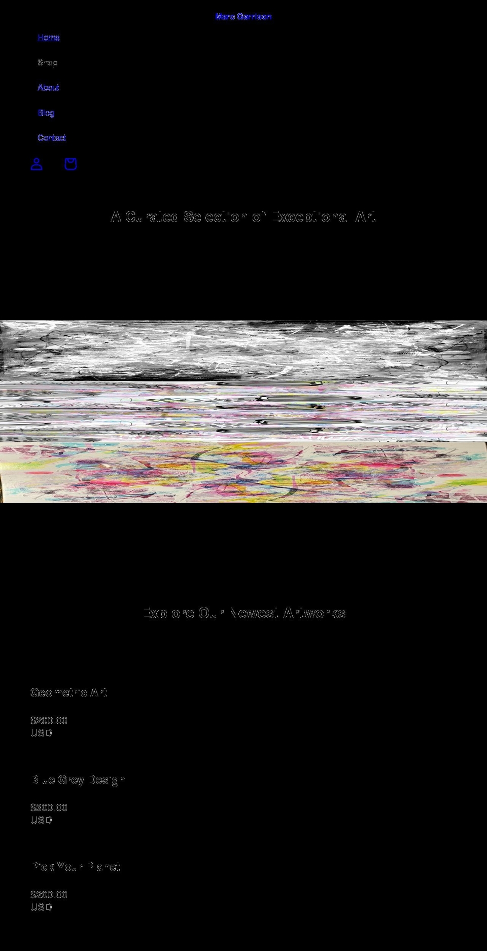 marcgarrisonartist.com shopify website screenshot