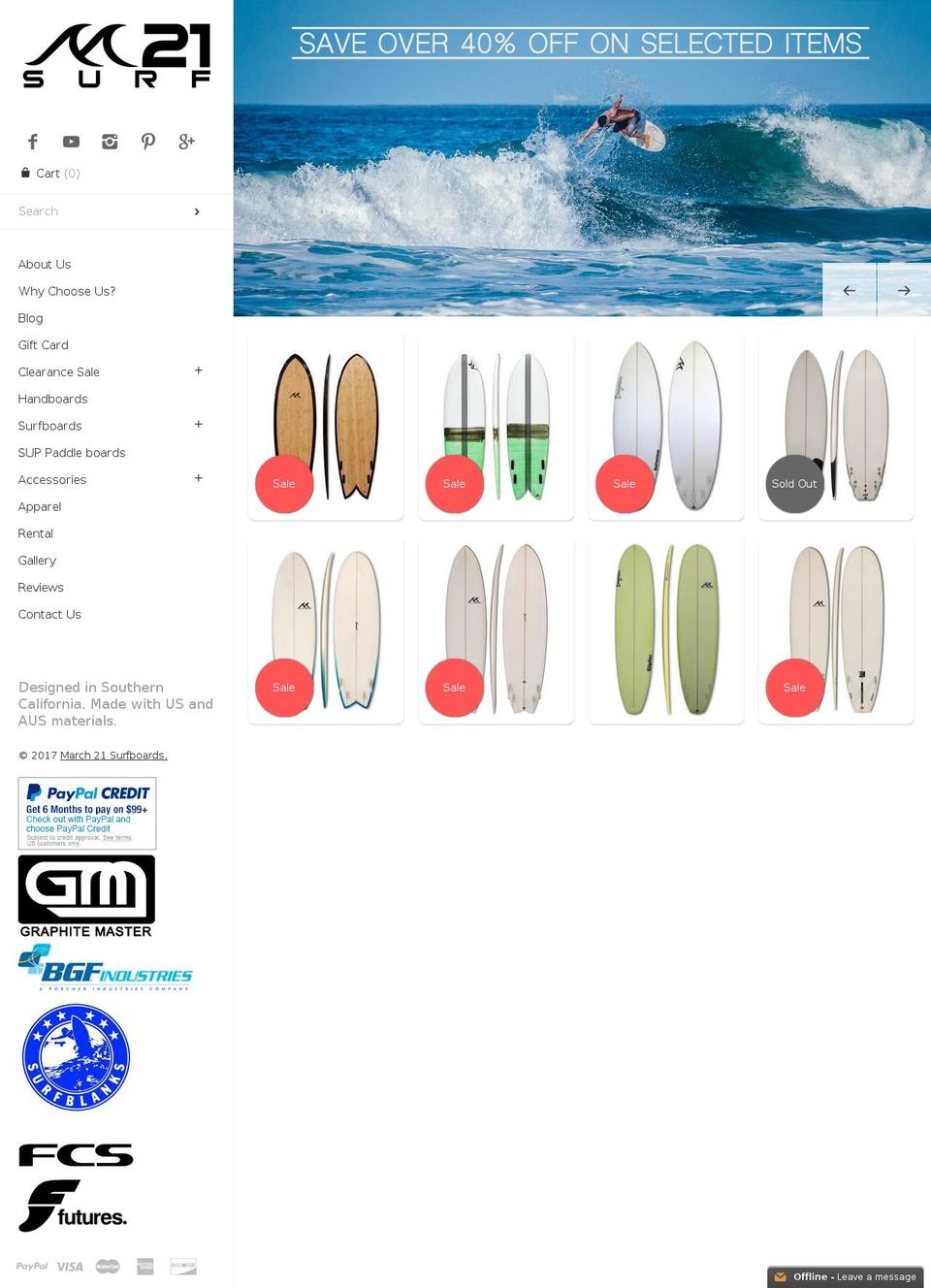 Sports Shopify theme site example march21surfboards.com