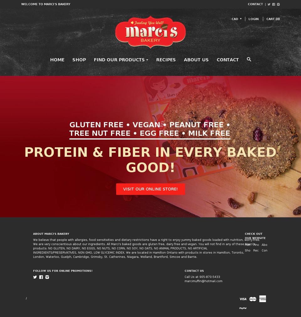 marcisbakery.com shopify website screenshot