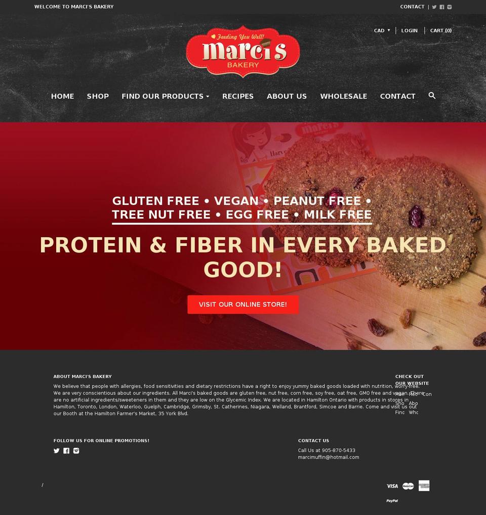 marcismuffins.ca shopify website screenshot